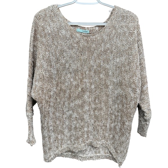 Maurices‎ Knit Sweater Metallic Gold Beige Dolman Sleeve Lightweight Top M - Picture 1 of 8